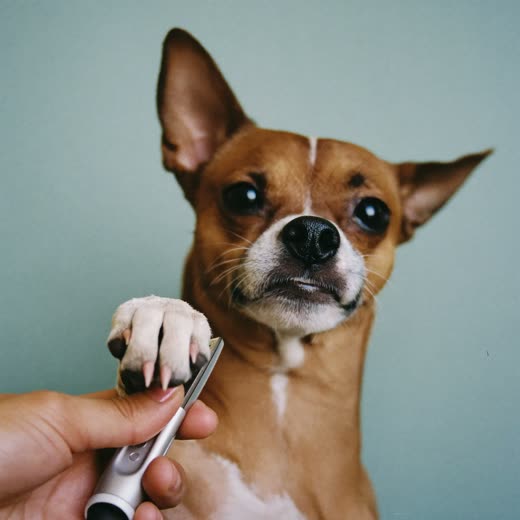 A dog's paw held gently during a nail trim